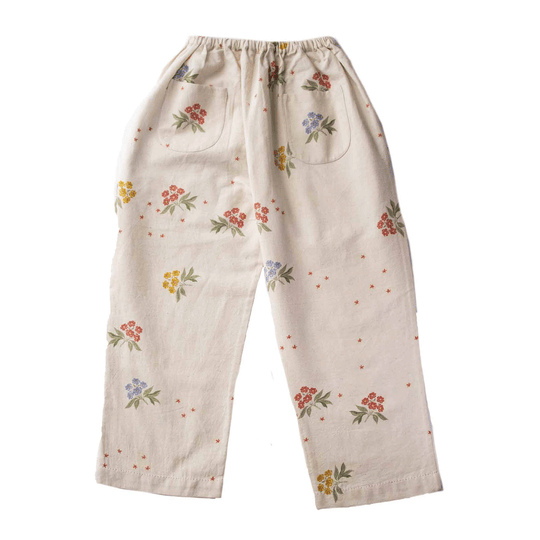 Pantaloni Flower Ecru